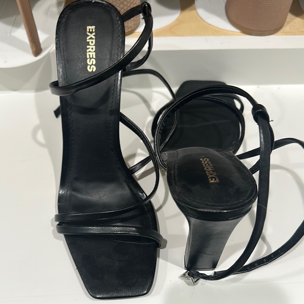 Express Black Strappy Heeled Sandals
